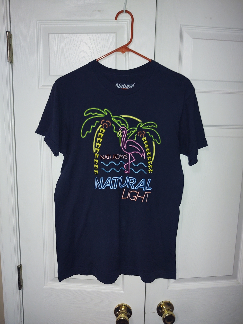 Natural Light Navy Neon Flamingo Tee